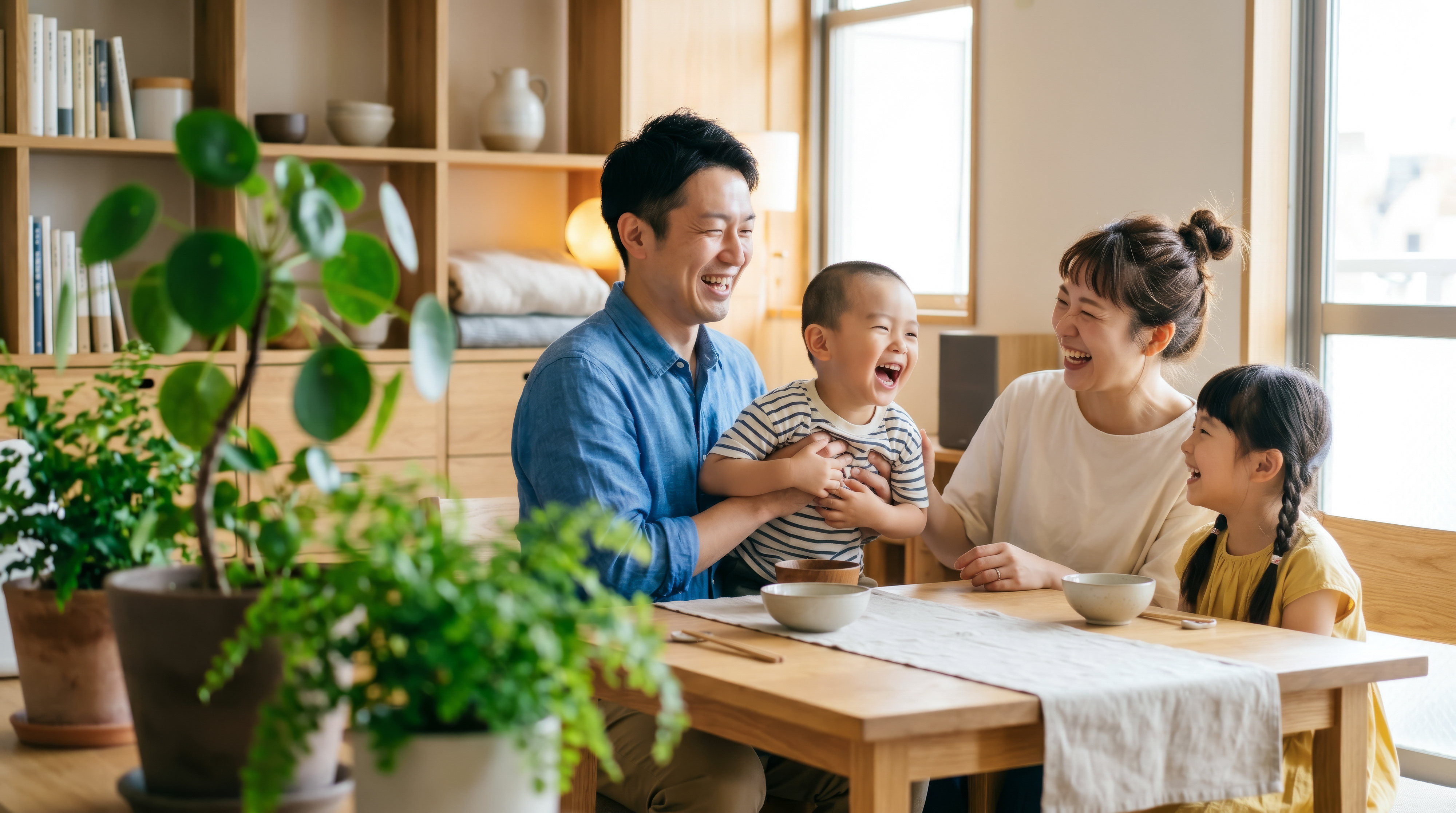 家族で笑い合う団らんのひととき