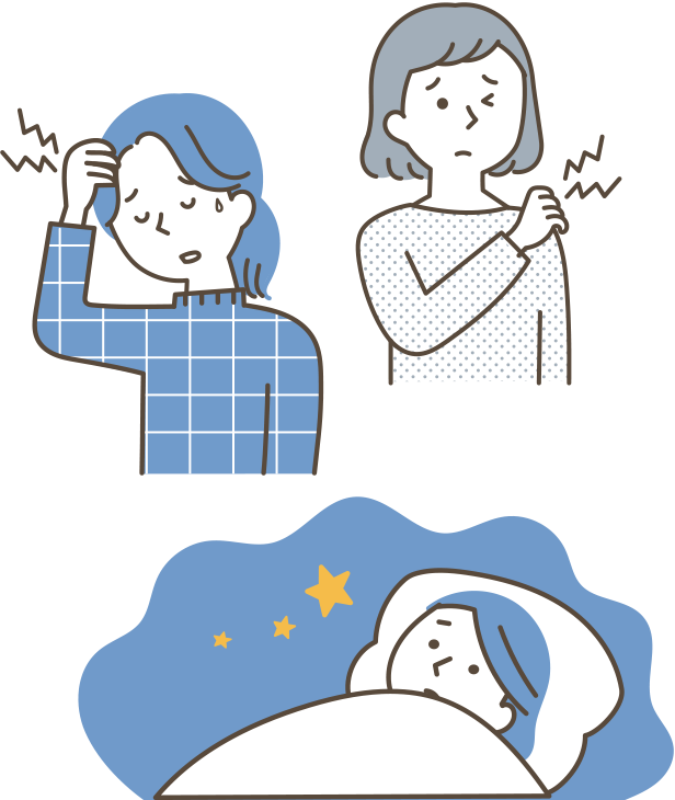 疲れ・肩こり・不眠のイメージイラスト
