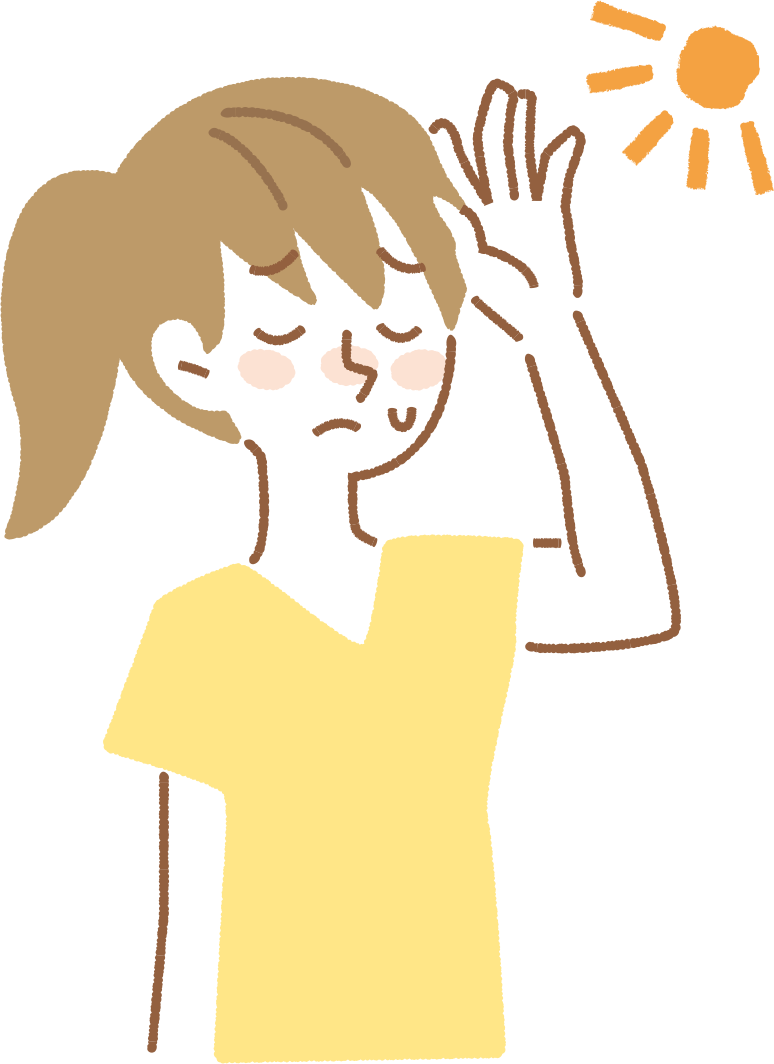 暑さでほてる女性のイラスト